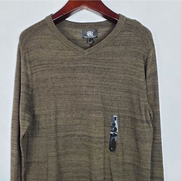Rock & Republic Young Man's XL Olive V-Neck Sweater - Picture 4 of 7
